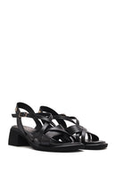 Women's Black Ankle Buckle Low Heeled Leather Sandals | Derimod Women's Black Ankle Buckle Low Heeled Leather Sandals | Derimod
