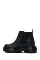 Women's Black Leather Thick Soled Boots | Derimod Women's Black Leather Thick Soled Boots | Derimod