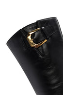 Women's Black Zippered Buckle Detailed Leather Boots | Derimod Women's Black Zippered Buckle Detailed Leather Boots | Derimod