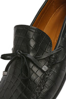Erkek Siyah Kroko Desenli Deri Casual Loafer | Derimod Erkek Siyah Kroko Desenli Deri Casual Loafer | Derimod