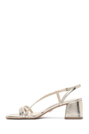 Women's Gold Ankle Buckle Low Heel Metallic Sandals | Derimod Women's Gold Ankle Buckle Low Heel Metallic Sandals | Derimod
