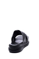 Women's Black Leather Casual Flat Slippers | Derimod Women's Black Leather Casual Flat Slippers | Derimod