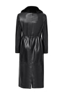 Juliet Women's Black Fur Leather Coat | Derimod Juliet Women's Black Fur Leather Coat | Derimod