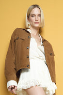 Valenza Women's Camel Suede Leather Jacket | Derimod Valenza Women's Camel Suede Leather Jacket | Derimod