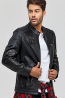 Kawhi Erkek Siyah Slim-Fit Armalı Deri Mont | Derimod Kawhi Erkek Siyah Slim-Fit Armalı Deri Mont | Derimod