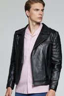 Speedy Erkek Siyah Biker Deri Mont | Derimod Speedy Erkek Siyah Biker Deri Mont | Derimod