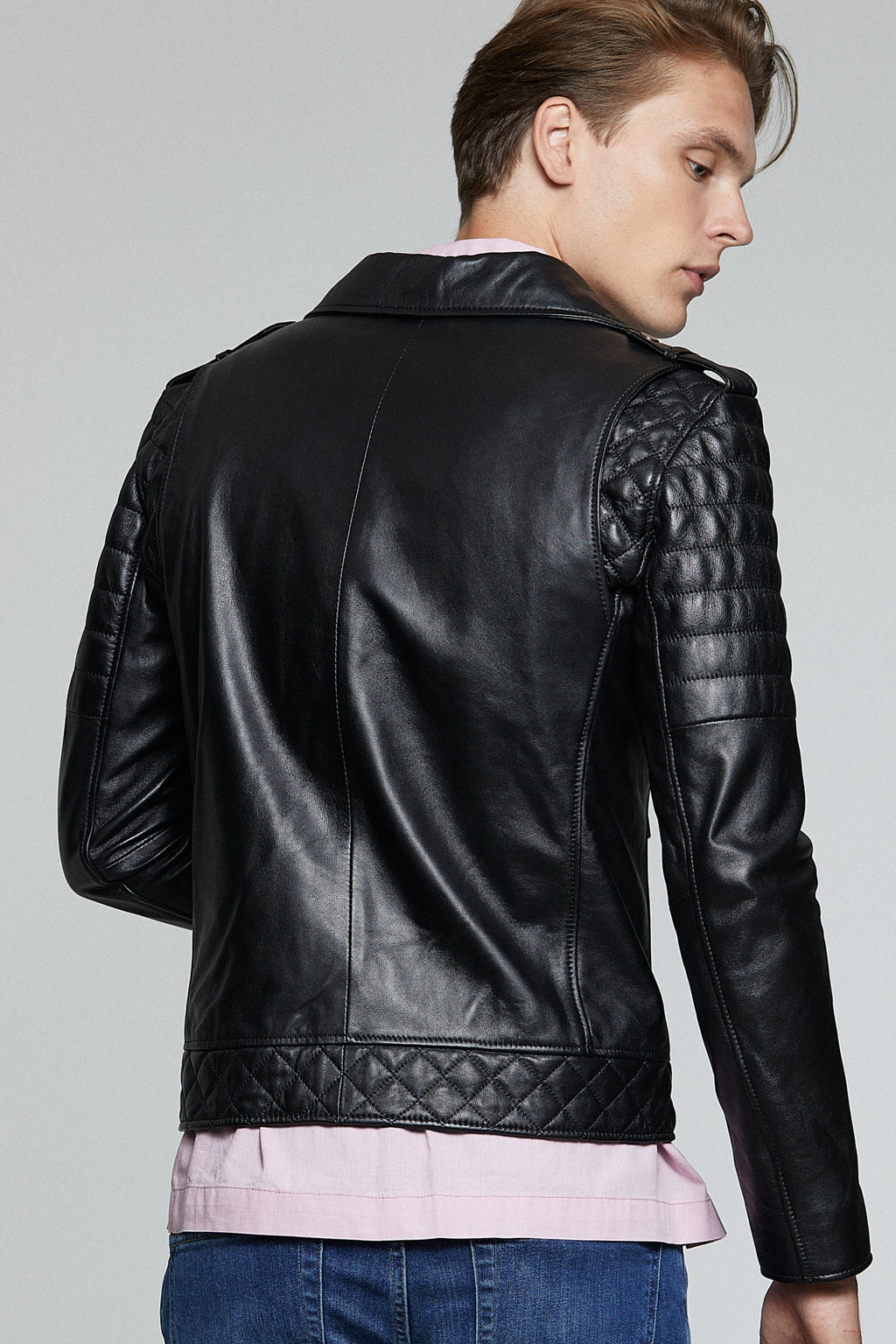 Speedy Erkek Siyah Biker Deri Mont