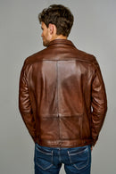 Muller Men's Brown Leather Jacket | Derimod Muller Men's Brown Leather Jacket | Derimod