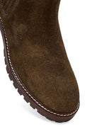 Women's Khaki Suede Leather Chelsea Boot | Derimod Women's Khaki Suede Leather Chelsea Boot | Derimod