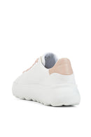 Geox Women's White Leather Spherica Ec4.1 Thick Soled Sneaker | Derimod Geox Women's White Leather Spherica Ec4.1 Thick Soled Sneaker | Derimod