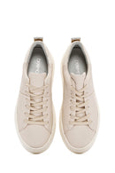Women's Beige Thick Sole Lace Up Leather Sneaker | Derimod Women's Beige Thick Sole Lace Up Leather Sneaker | Derimod