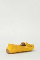 Suede Yellow Women's Leather Loafer | Derimod Suede Yellow Women's Leather Loafer | Derimod
