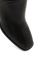 Women's Black Short Thick Heeled Leather Boots | Derimod Women's Black Short Thick Heeled Leather Boots | Derimod