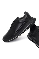 Erkek Siyah Bağcıklı Kalın Tabanlı Deri Casual Sneaker | Derimod Erkek Siyah Bağcıklı Kalın Tabanlı Deri Casual Sneaker | Derimod
