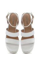 Women's White Ankle Buckle Wedge Heel Espadrille Sandals | Derimod Women's White Ankle Buckle Wedge Heel Espadrille Sandals | Derimod