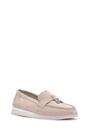 Kadın Bej Tokalı Süet Deri Comfort Loafer | Derimod Kadın Bej Tokalı Süet Deri Comfort Loafer | Derimod