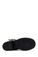 Women's Black Zippered Buckle Detailed Leather Boots | Derimod Women's Black Zippered Buckle Detailed Leather Boots | Derimod