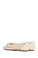 Women's Beige Knitted Ballerinas | Derimod Women's Beige Knitted Ballerinas | Derimod