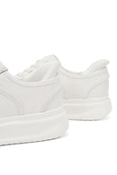 Men's White Lace-Up Thick-Soled Leather Sneaker | Derimod Men's White Lace-Up Thick-Soled Leather Sneaker | Derimod