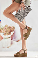 Women's Wedge Heeled Straw Sandals | Derimod Women's Wedge Heeled Straw Sandals | Derimod