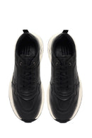 Men's Black Lace-Up Thick-Soled Leather Sneaker | Derimod Men's Black Lace-Up Thick-Soled Leather Sneaker | Derimod