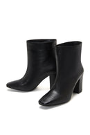 Women's Black Leather Heeled Classic Boots | Derimod Women's Black Leather Heeled Classic Boots | Derimod