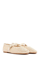 Women's Beige Straw Ballerinas | Derimod Women's Beige Straw Ballerinas | Derimod