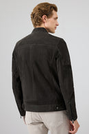 Patrick Men's Grey Suede Leather Jacket | Derimod Patrick Men's Grey Suede Leather Jacket | Derimod