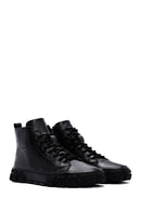 Men's Black Lace-Up Zippered Leather Boots | Derimod Men's Black Lace-Up Zippered Leather Boots | Derimod