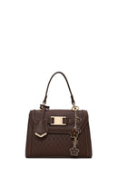 Woman Brown Long-Strap Charmed Mini Shoulder Bag | Derimod Woman Brown Long-Strap Charmed Mini Shoulder Bag | Derimod