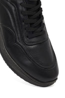 Erkek Siyah Bağcıklı Kalın Tabanlı Deri Casual Sneaker | Derimod Erkek Siyah Bağcıklı Kalın Tabanlı Deri Casual Sneaker | Derimod