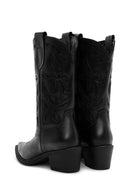 Women's Black Leather Cowboy Boots | Derimod Women's Black Leather Cowboy Boots | Derimod