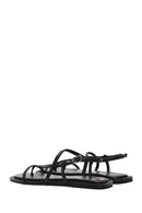 Women's Black Leather Flip-Flop Sandals | Derimod Women's Black Leather Flip-Flop Sandals | Derimod