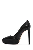 Women's Black Platform Heeled Leather Stiletto | Derimod Women's Black Platform Heeled Leather Stiletto | Derimod