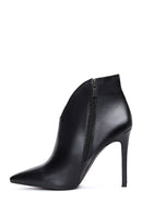 Kadın Siyah Deri Topuklu Klasik Bootie | Derimod Kadın Siyah Deri Topuklu Klasik Bootie | Derimod