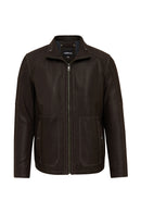 Costa Men's Brown Leather Jacket | Derimod Costa Men's Brown Leather Jacket | Derimod