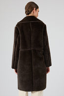 Corvara Women's Brown Teddy Coat | Derimod Corvara Women's Brown Teddy Coat | Derimod