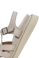 Kadın Vizon Bantlı Deri Comfort Sandalet | Derimod Kadın Vizon Bantlı Deri Comfort Sandalet | Derimod