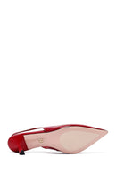 Women's Red Slingback Thin Heel Leather Shoes | Derimod Women's Red Slingback Thin Heel Leather Shoes | Derimod
