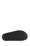 Women's Black Straw Stone Slippers | Derimod Women's Black Straw Stone Slippers | Derimod