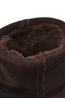 Woman Brown Thick-Soled Suede Teddy Boots | Derimod Woman Brown Thick-Soled Suede Teddy Boots | Derimod