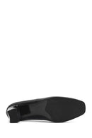 Women's Black Thick Low Heel Leather Stiletto | Derimod Women's Black Thick Low Heel Leather Stiletto | Derimod