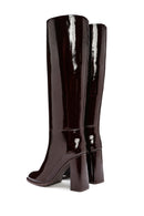 Women's Burgundy Thick Heeled Leather Boots | Derimod Women's Burgundy Thick Heeled Leather Boots | Derimod