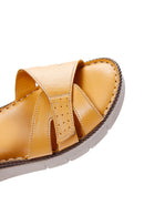 Kadın Sarı Deri Comfort Sandalet | Derimod Kadın Sarı Deri Comfort Sandalet | Derimod