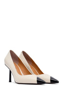 Women's Cream Thin Heeled Leather Stiletto | Derimod Women's Cream Thin Heeled Leather Stiletto | Derimod