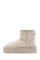 Women's Beige Thick-Soled Suede Leather Boots | Derimod Women's Beige Thick-Soled Suede Leather Boots | Derimod