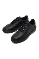 Erkek Siyah Bağcıklı Kalın Tabanlı Deri Sneaker | Derimod Erkek Siyah Bağcıklı Kalın Tabanlı Deri Sneaker | Derimod