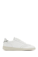 Women's White Lace-Up Leather Sneaker | Derimod Women's White Lace-Up Leather Sneaker | Derimod
