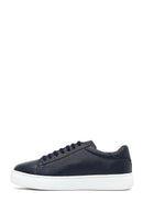 Men's Navy Blue Lace-Up Thick Sole Leather Sneaker | Derimod Men's Navy Blue Lace-Up Thick Sole Leather Sneaker | Derimod