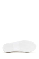 Women's White Lace-Up Stoned Leather Sneakers | Derimod Women's White Lace-Up Stoned Leather Sneakers | Derimod